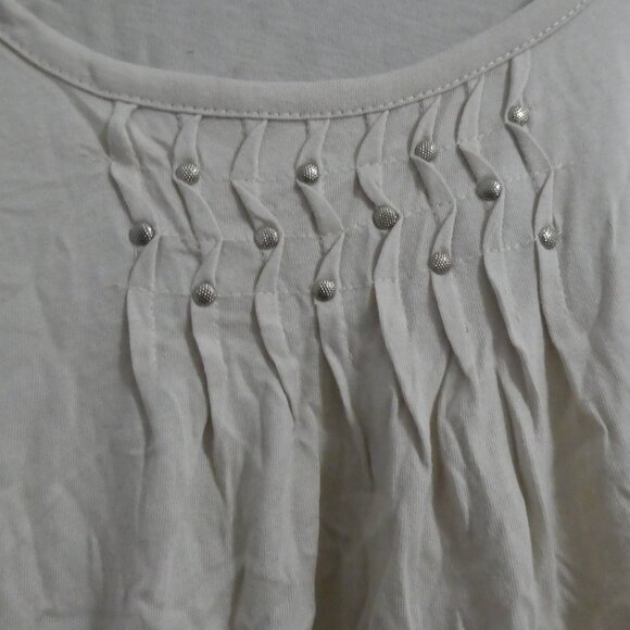 OLEG CASSINI SPORT | xl - extra large | Beige Short Sleeve Scoop Neck Blouse - Picture 6 of 15